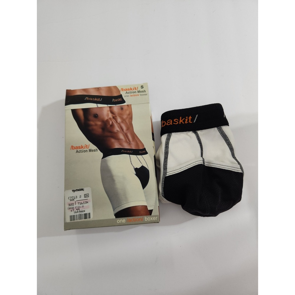 Baskit Action Mesh Boxer Grey‎ White Black Athletic Vintage Small